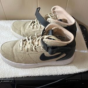 Women Nike AF1 07 Mid Textile Leather shoes 857666-001 Tan black size 9.5